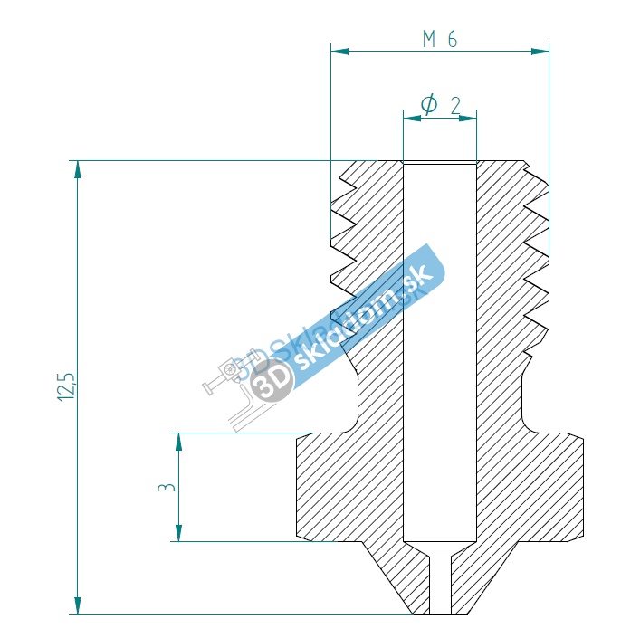 Nerezová tryska E3D M6 - 0,3mm / 1,75mm - CZ výroba