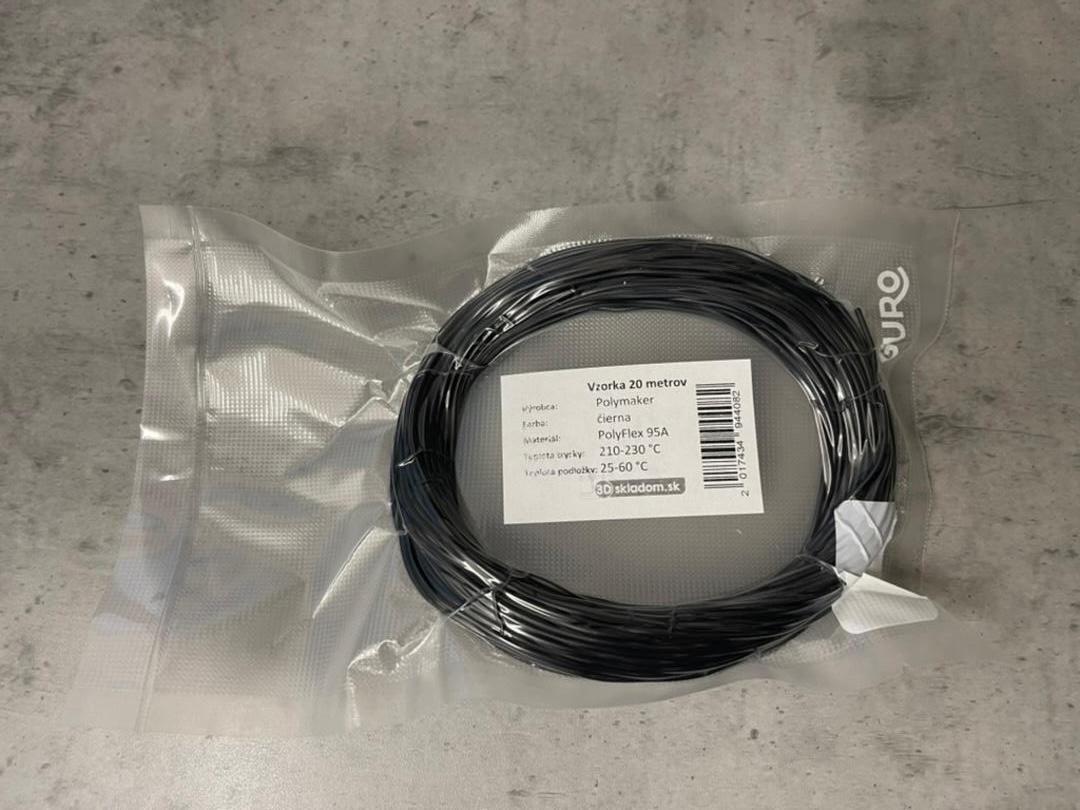 Vzorka Filament POLYMAKER / POLYFLEX TPU 95A / ČIERNA / 1,75mm / 20m