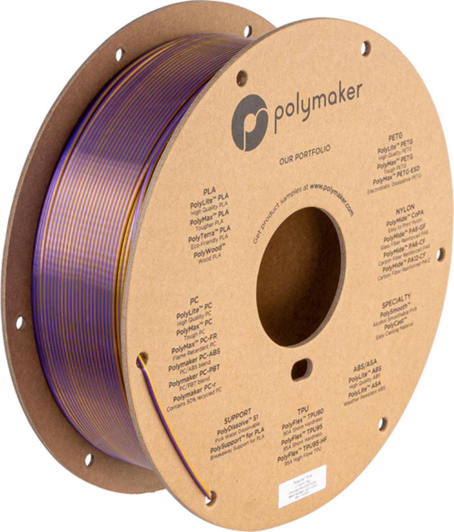 Filament POLYMAKER / PolyLite SILK PLA / ZLATÁ-FIALOVÁ / 1,75mm / 1 kg