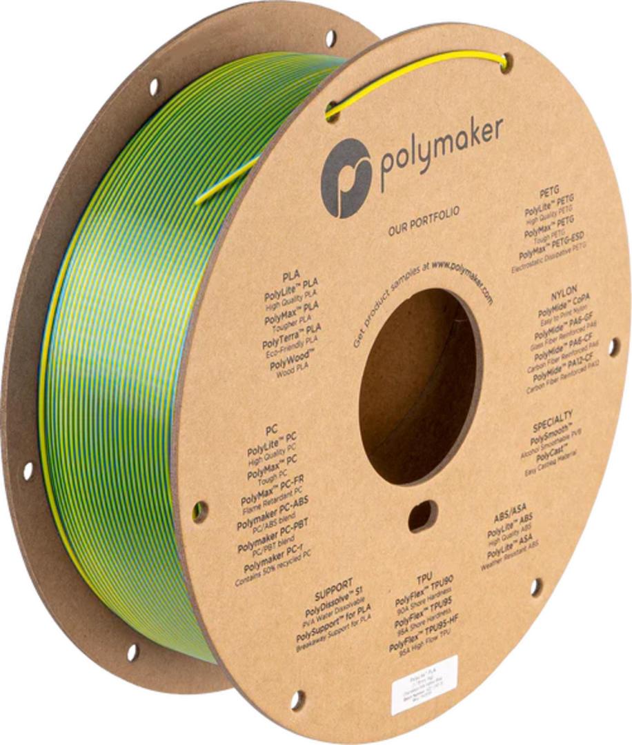 Filament POLYMAKER / PolyLite SILK PLA / ŹLTÁ-MODRÁ / 1,75mm / 1 kg