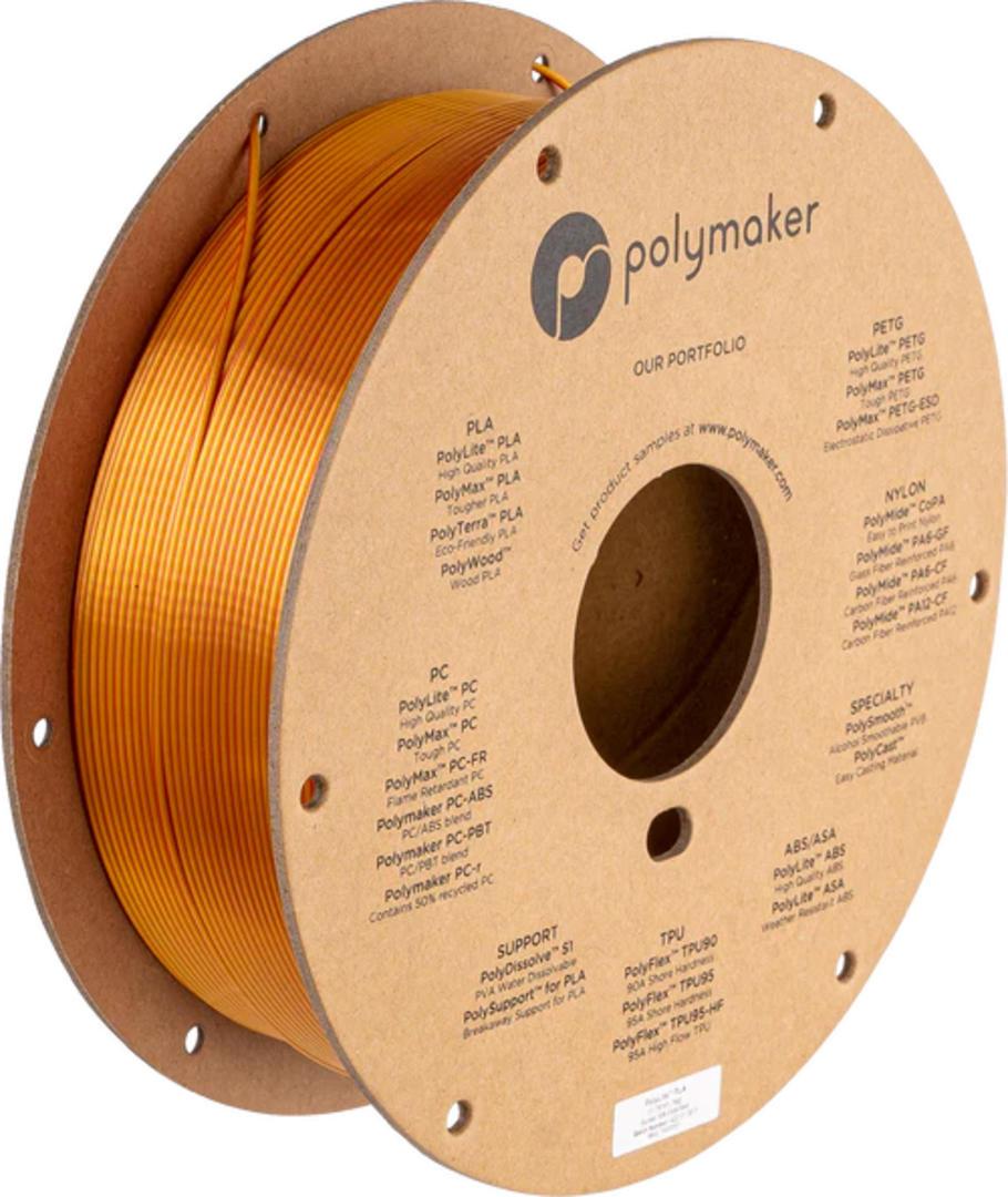 Filament POLYMAKER / PolyLite SILK PLA / ZLATÁ-ĆERVENÁ / 1,75mm / 1 kg