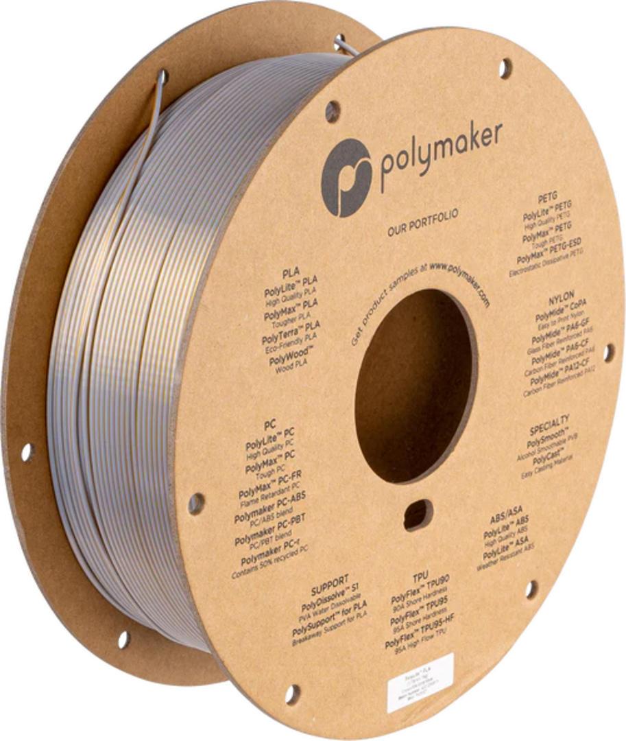 Filament POLYMAKER / PolyLite SILK PLA / ZLATÁ-STRIEBORNÁ / 1,75mm / 1 kg