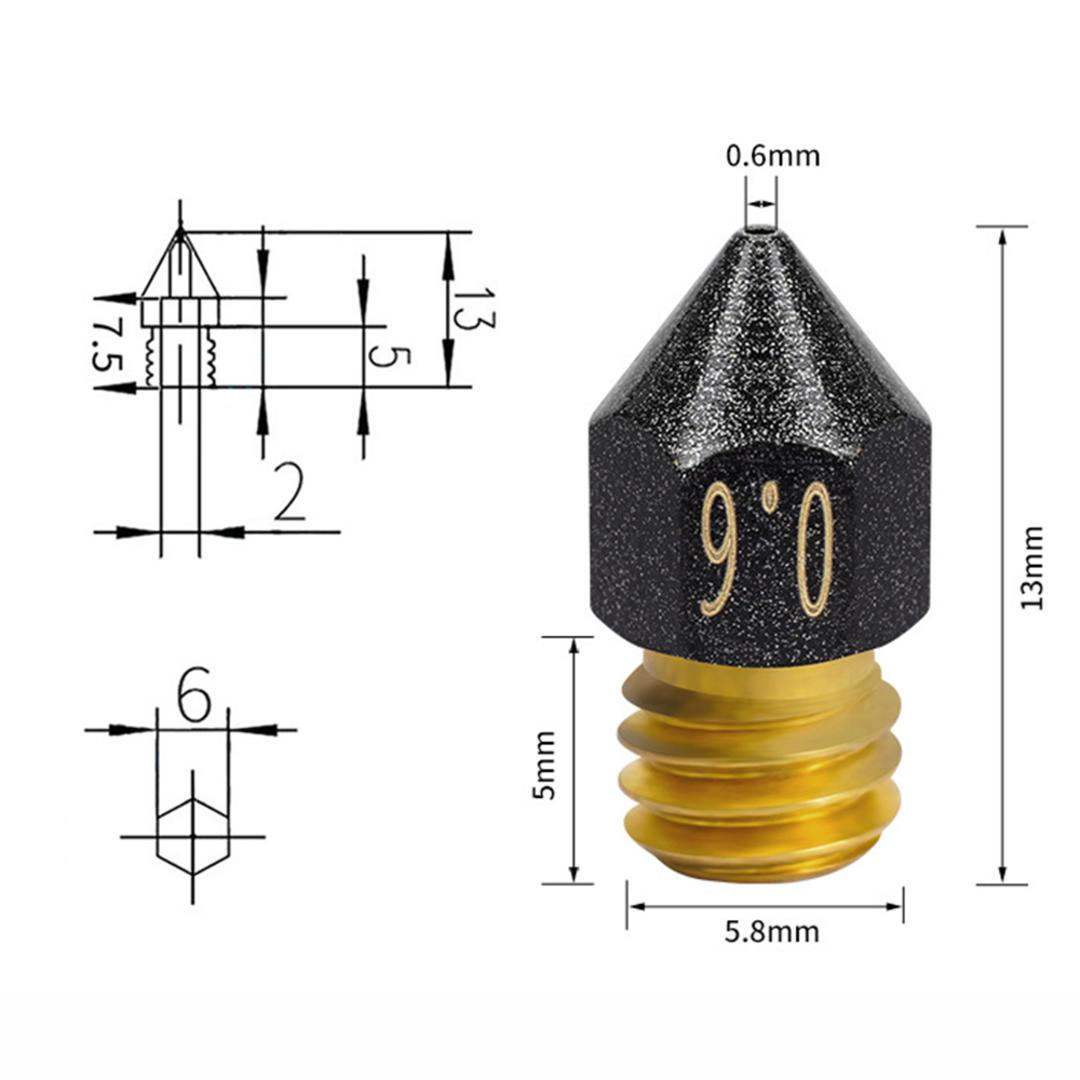 Mosadzná tryska MK8 M6 - 0,4mm / 1,75mm - PTFE povrch