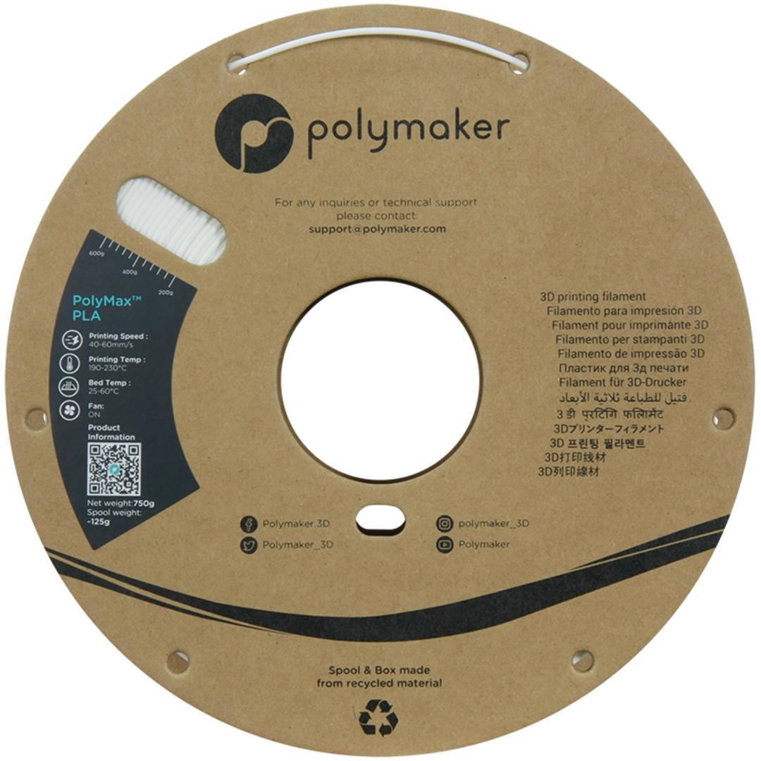 Filament POLYMAKER / POLYMAX TOUGH PLA / BIELA / 1,75mm / 0,75 kg