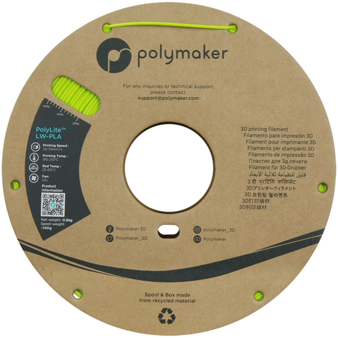 Filament POLYMAKER / PolyLite LW-PLA / BLEDO ZELENÁ / 1,75mm / 0,8 kg