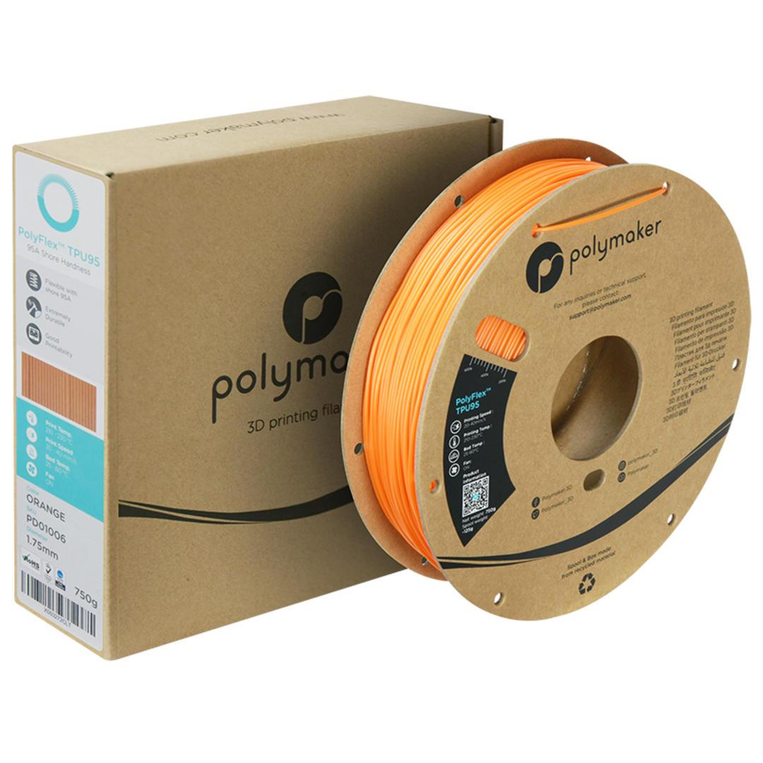 Filament POLYMAKER / POLYFLEX TPU 95A / ORANŽOVÁ / 1,75mm / 0,75 kg
