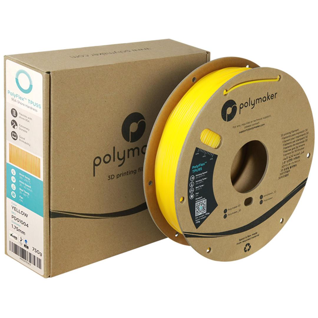 Filament POLYMAKER / POLYFLEX TPU 95A / ŽLTÁ / 1,75mm / 0,75 kg