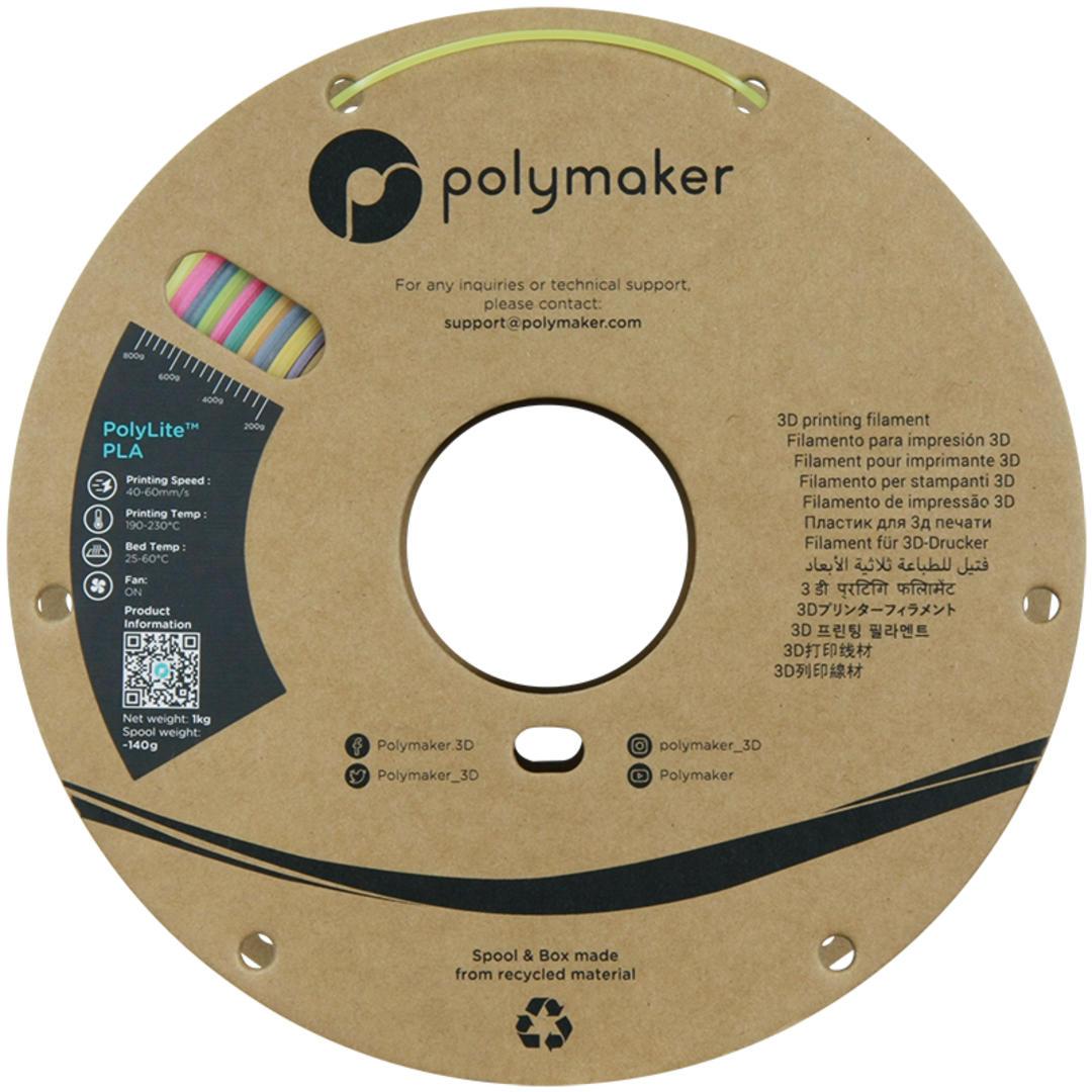 Filament POLYMAKER / PolyLite PLA / SVIETIACI V TME DÚHOVÝ / 1,75mm / 1 kg