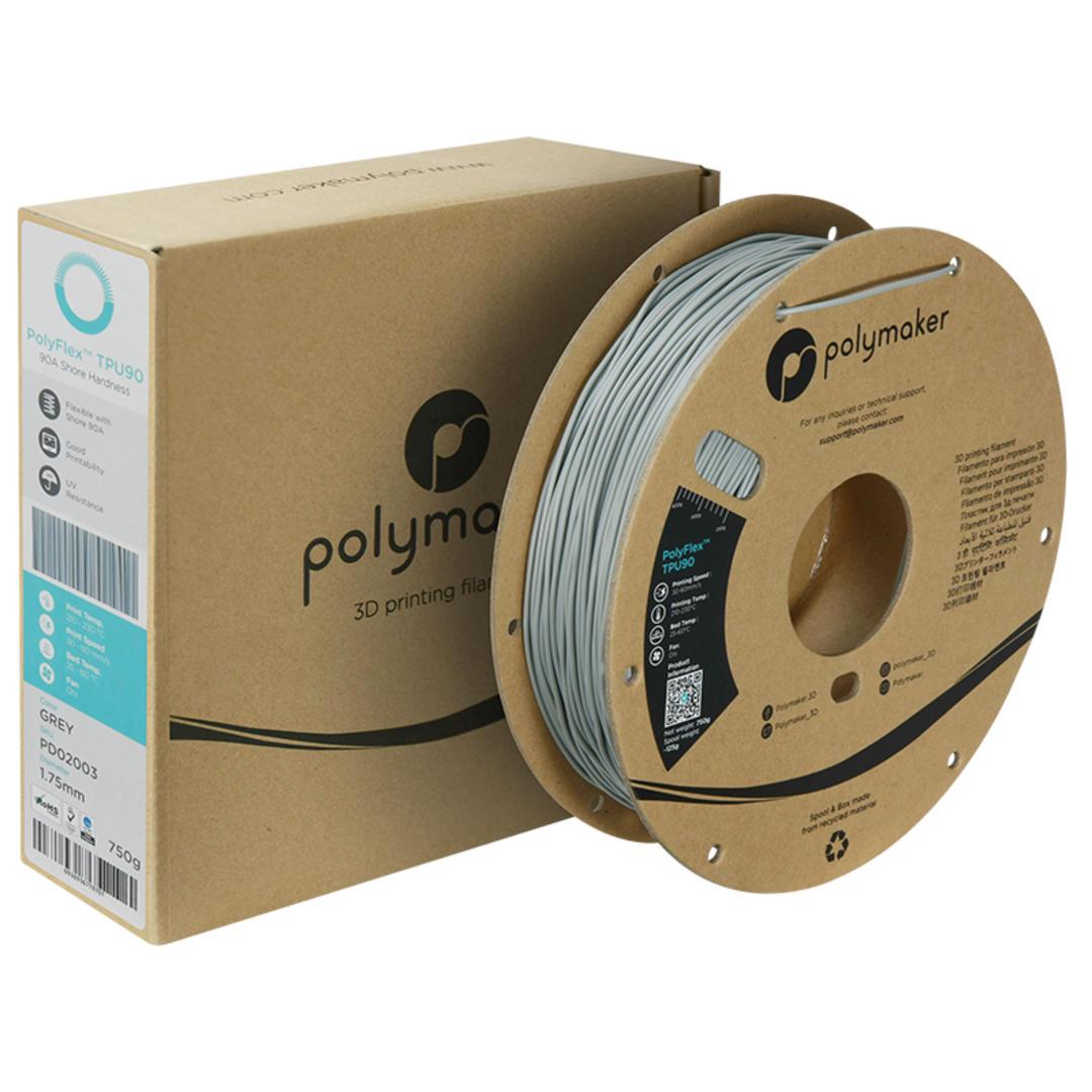 Filament POLYMAKER / POLYFLEX TPU 90A / ŠEDÁ / 1,75mm / 0,75 kg
