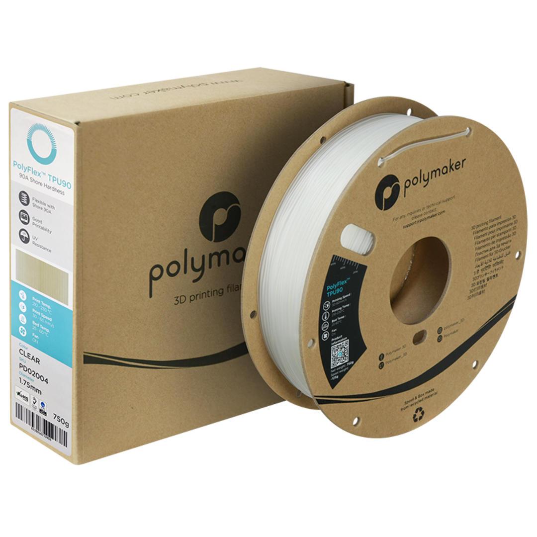 Filament POLYMAKER / POLYFLEX TPU 90A / TRANSPARENT / 1,75mm / 0,75 kg