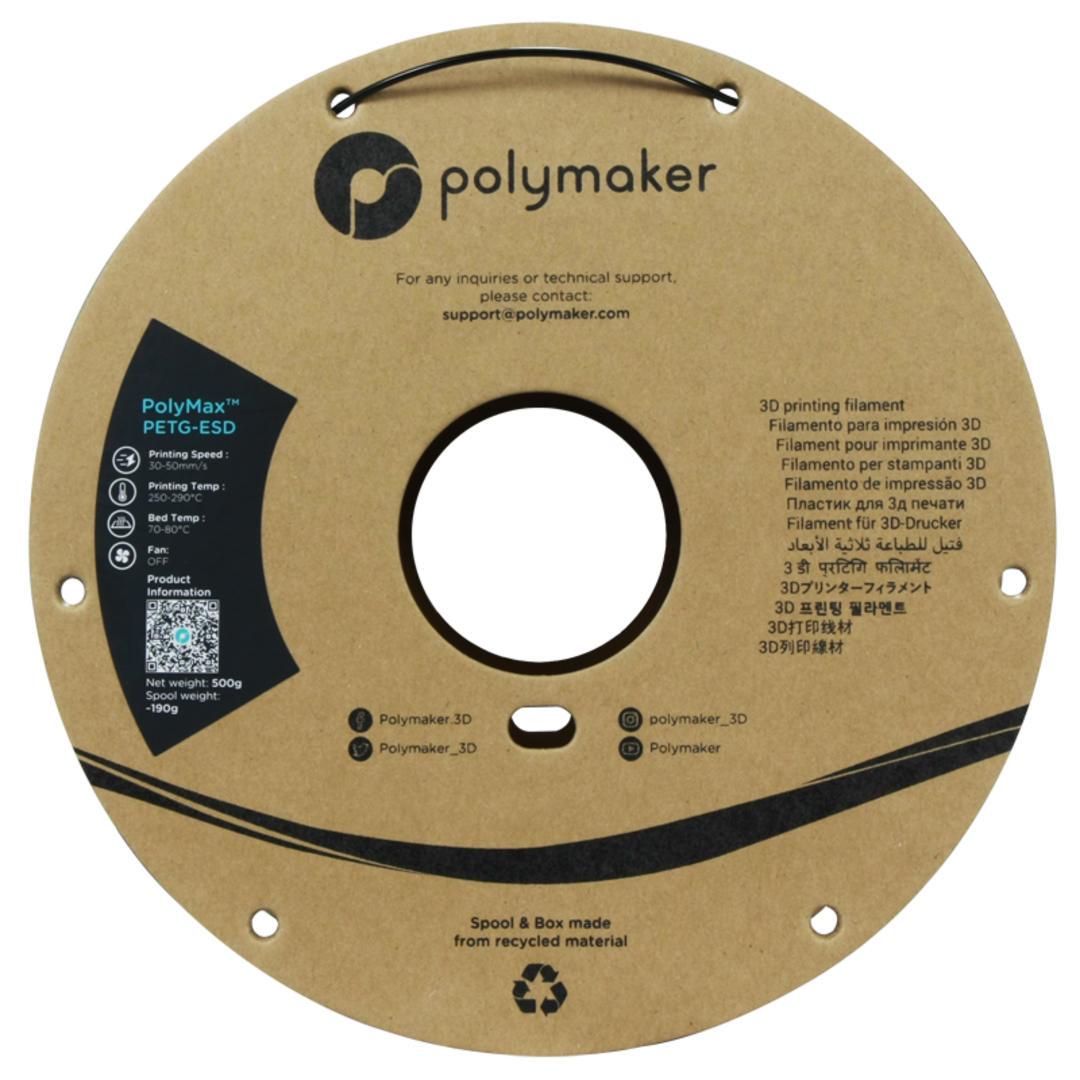 Filament POLYMAKER / PETG-ESD POLYMAX TOUGH / ČIERNA / 1,75mm / 0,5 kg