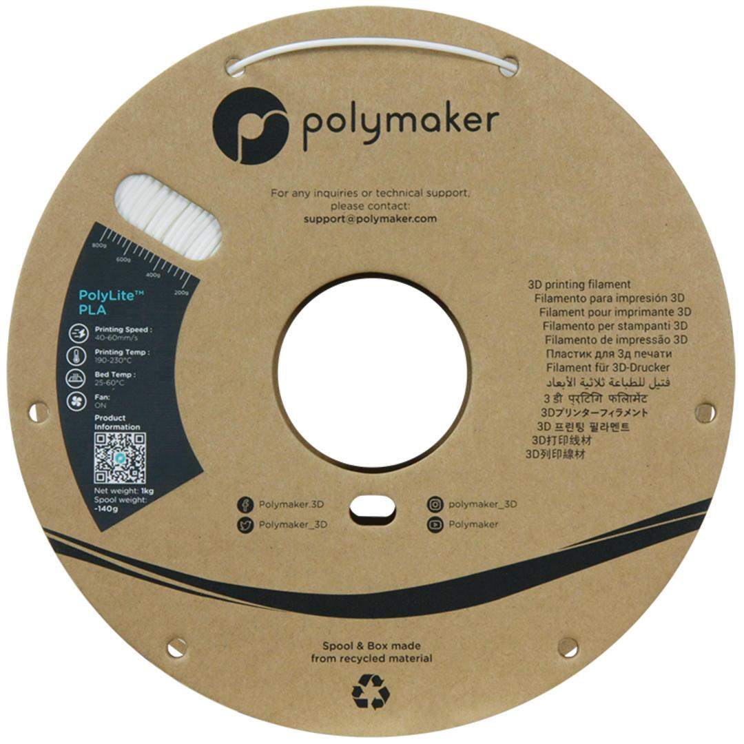 Filament POLYMAKER / POLYLITE PLA / BIELA / 1,75mm / 1 kg