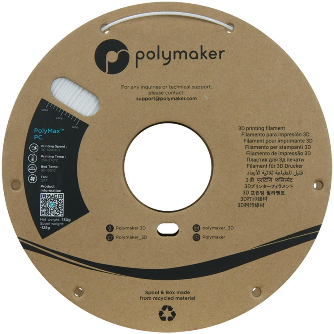 Filament POLYMAKER / PC PolyMax / BIELA / 1,75mm / 0,75 kg