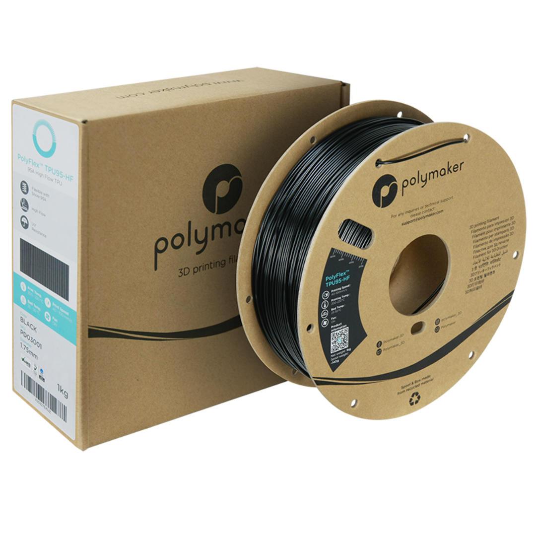 Filament POLYMAKER / POLYFLEX TPU 95A-HF / ČIERNA / 1,75mm / 1 kg
