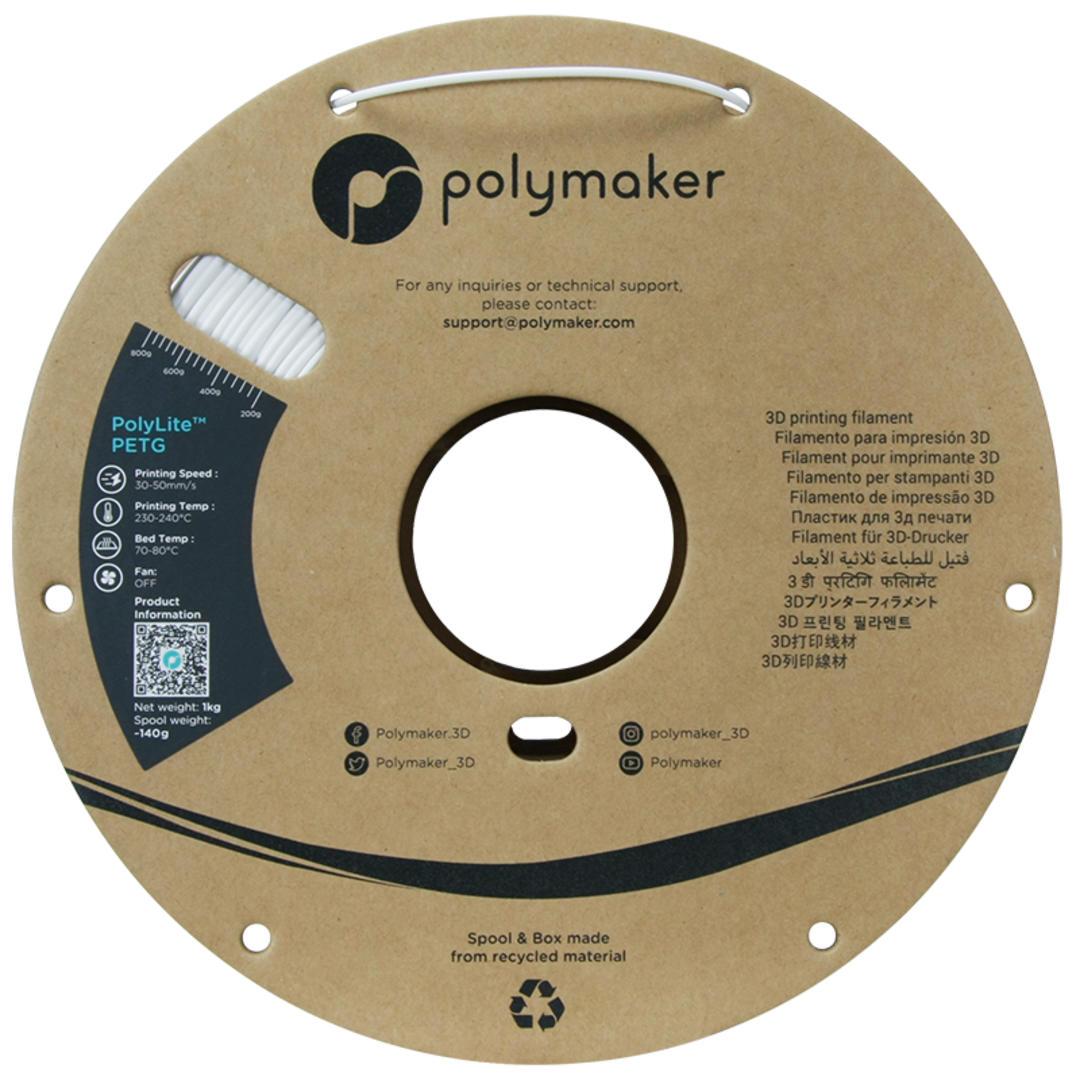 Filament POLYMAKER / PETG POLYLITE / BIELA / 1,75mm / 1 kg