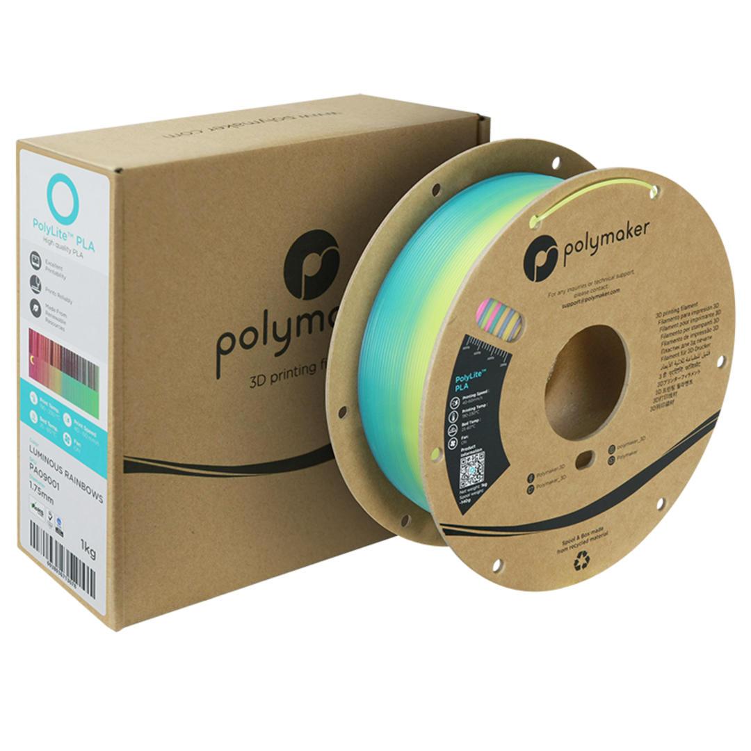 Filament POLYMAKER / PolyLite PLA / SVIETIACI V TME DÚHOVÝ / 1,75mm / 1 kg