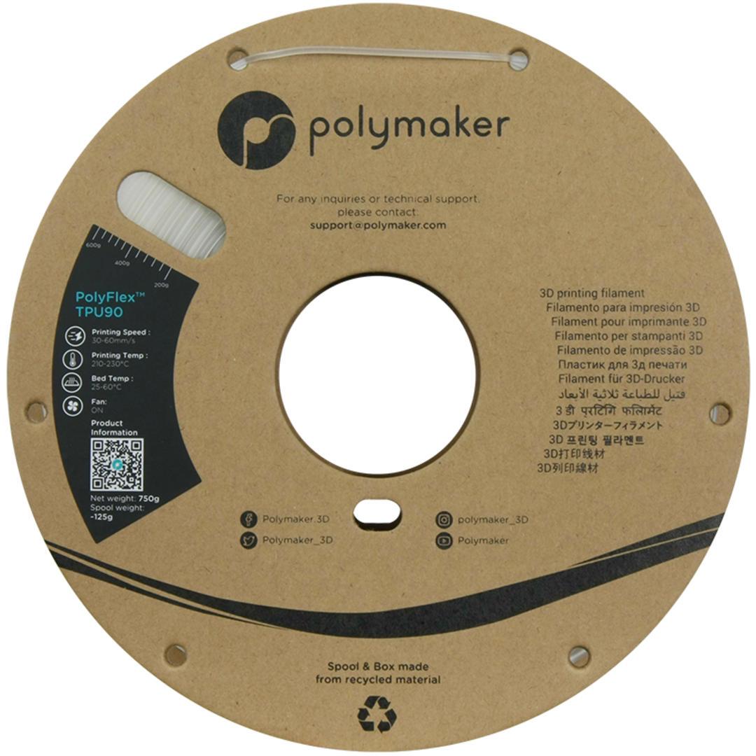 Filament POLYMAKER / POLYFLEX TPU 90A / TRANSPARENT / 1,75mm / 0,75 kg