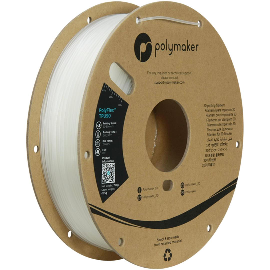 Filament POLYMAKER / POLYFLEX TPU 90A / TRANSPARENT / 1,75mm / 0,75 kg